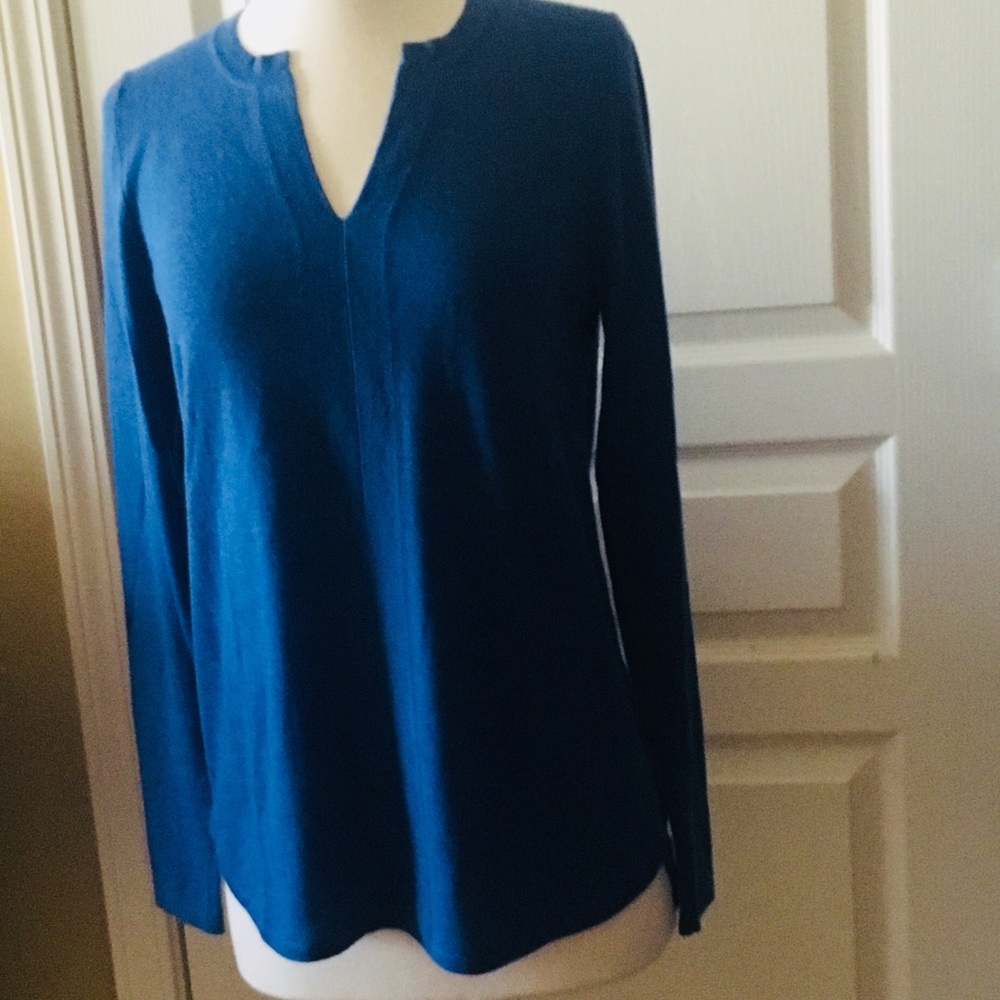 KINROSS 100% Cashmere Chamonix blue sweater